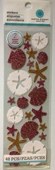 Martha Stewart GLITTER SEA SHELLS & SAND DOLLAR Stickers RARE NIP