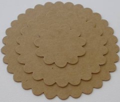 {3} NESTiNG SCALLOP CiRCLES – Bare Raw Chipboard Die Cuts – 1 of each Size