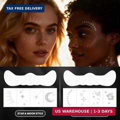 30PCS Glitter Freckles Face Tattoos & Face Gems Set, Classic Silver Glitter Temp