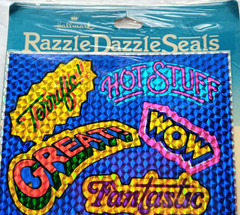 NOS SEALED Vtg 80s Hallmark Razzle Dazzle Prism Reward Award Stickers Seals NIP