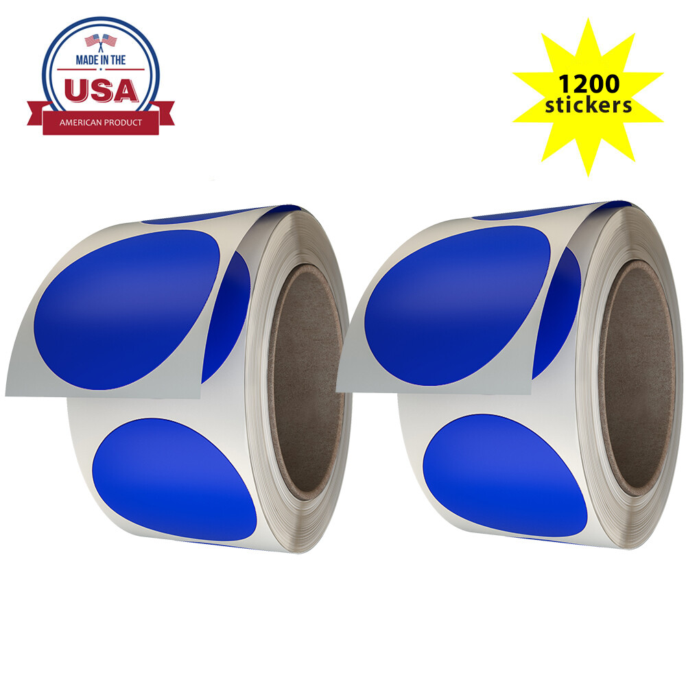 Round Dot Stickers 2″ (50mm) Blue Adhesive Color Coding Marking Labels 1200-Pack