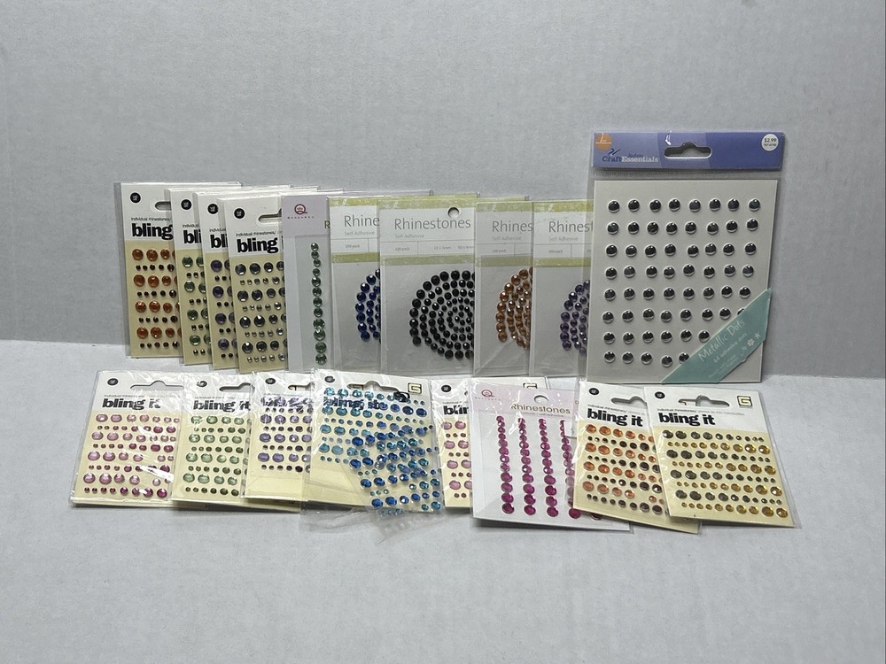 Self-Adhesive Rhinestones Lot Green Purple Silver Blue Amber Black Gold Orange