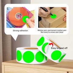 ‎‎1000PCS Fluorescent Green Circle Dot Labels, 1 inch Round Stickers Roll, Ea…