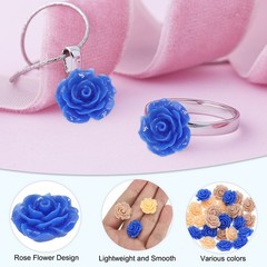 20mm Rose Flower Resin Cabochon, 30 Pcs Mini Rose Flower Resin, Dark Blue