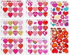Eco-Friendly 232 Pcs Waterproof Heart Stickers – Perfect for Valentine’s Day