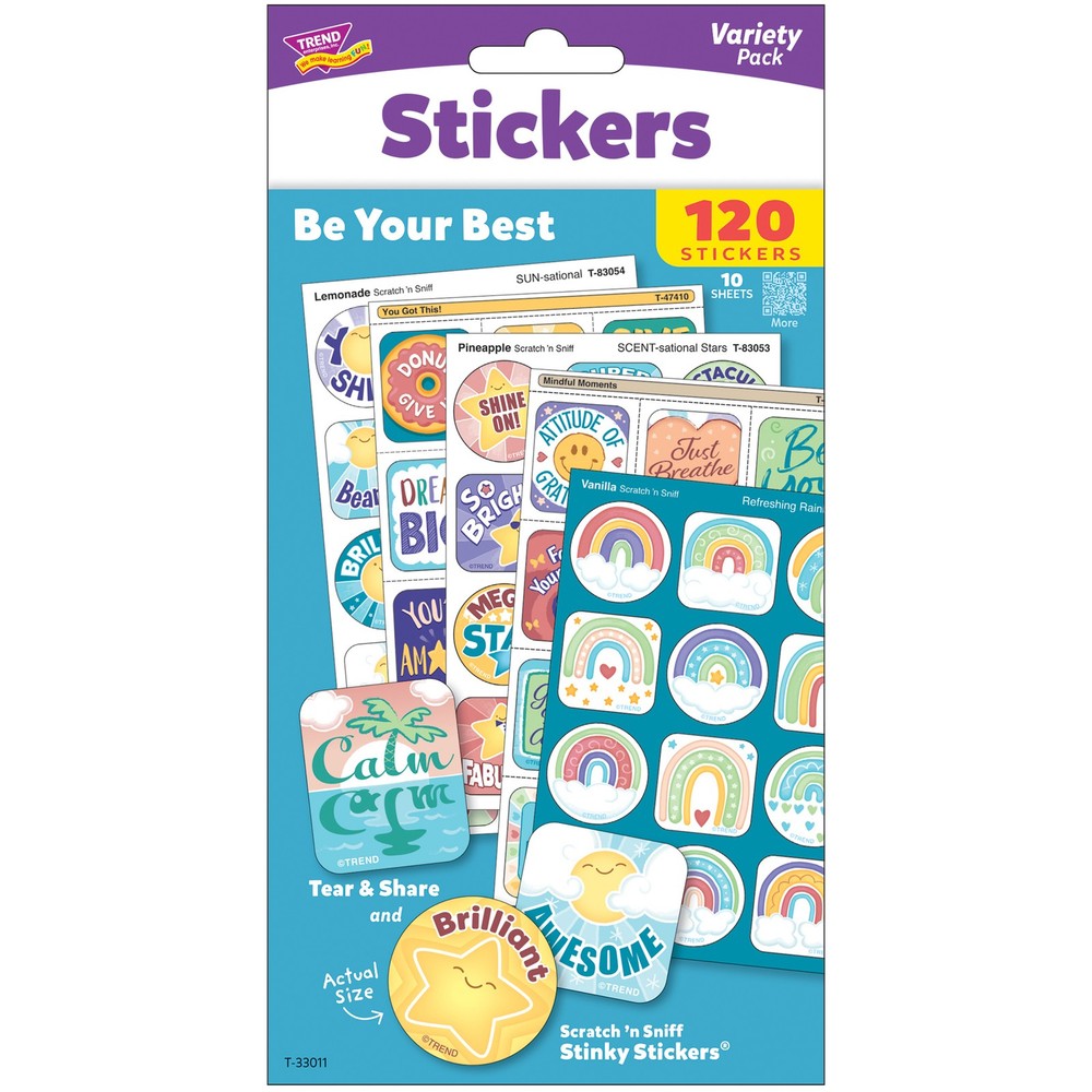 TREND Scratch ‘N Sniff Be Your Best – 120ct Scented Stickers, Motivation Pack