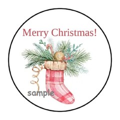 30 MERRY CHRISTMAS STOCKING ENVELOPE SEALS LABELS STICKERS 1.5″ ROUND