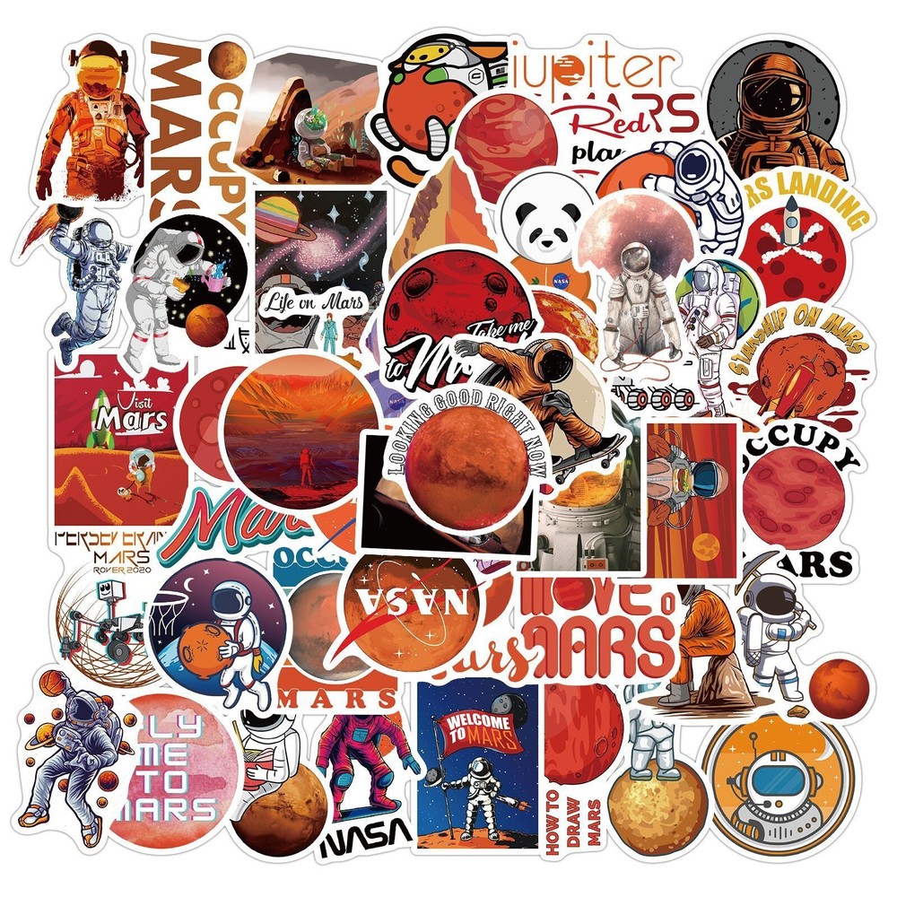 50pcs NASA MARS Stickers, Perseverance Mars Rover, Occupy Mars, Waterproof, 144