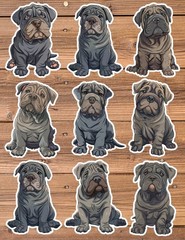 Cute Gray Shar Pei Dog Die Cut Vinyl Stickers Scrapbooking Laptop Waterbottle