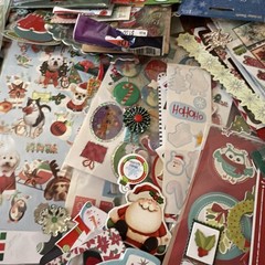 Enormous Christmas Scrapbooking Lot Stickers Buttons Crafting Thousands