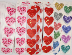 30 Heart Stickers/Various Styles/Scrapbooking/Crafts/Valentines/Journal/1 inch