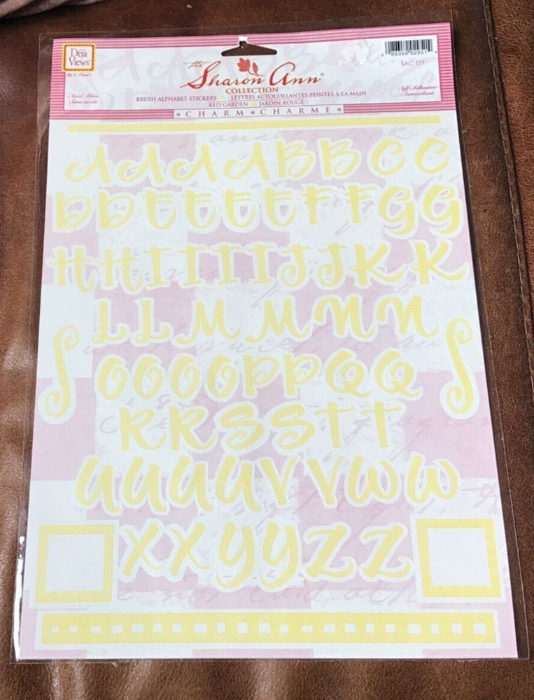 DEJA VIEWS Sharon Ann ABC 123 Alphabet Sticker RED GARDEN YELLOW- 2 Sheet Set *