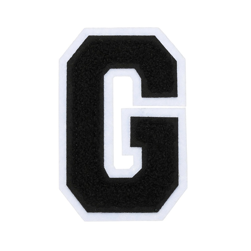 4″ Chenille Letter Patches,Black Chenille Initial A-Z Patches (Letter G)