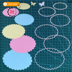 ZbFwmx Cutting Dies Stencil Flower Round Square 11.5cm, Wavy lace set