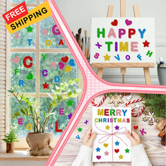 Glitter Foam Letter Stickers, 448 PCS Self-Adhesive 3D ABC 1.5″, Multicolored