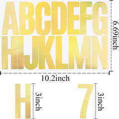 12 Sheets Letter Number Stickers, 3 Inch Vinyl Alphabet Sticker, Self-Adhesive P