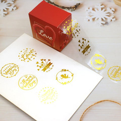 Valentines Stickers, 1.5 Inches, 600 Sheets, 6 Waterproof Transparent Gold Foil
