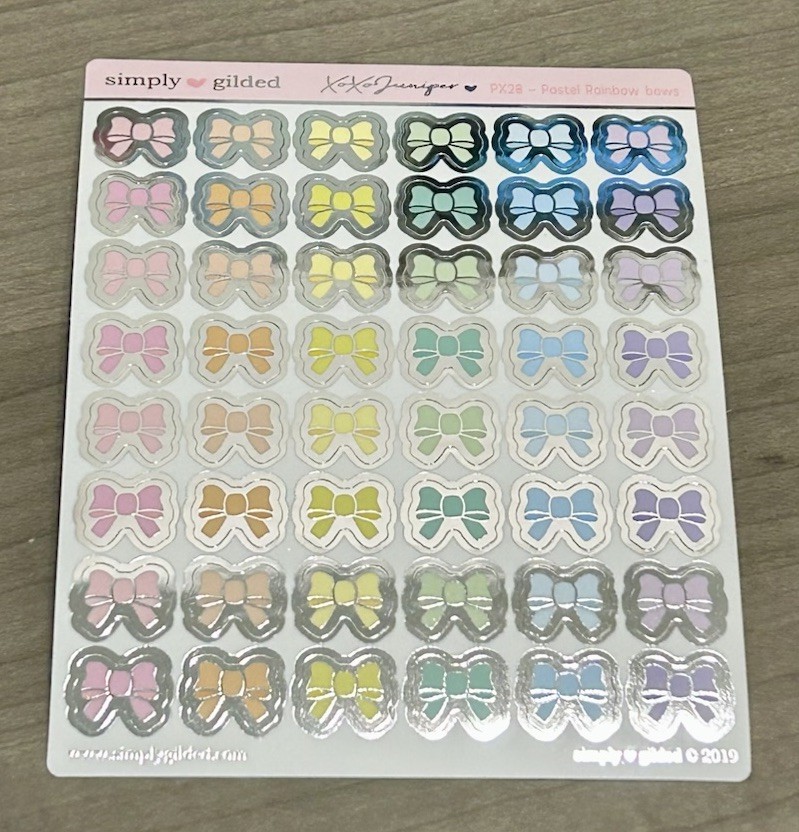 NEW Simply Gilded x XO XO Juniper Collab Pastel Rainbow Bows Sticker Sheet SG