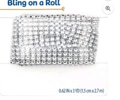 2-row Hobby BLING ON A ROLL – Clear Mesh Ribbon – 0.62 In x 3 Yds x 4 Count