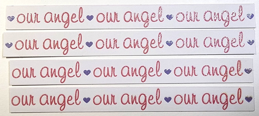 Our Angel Pink Blue Hearts Glitter Accents K&Company 4pc 6″ Border Stickers