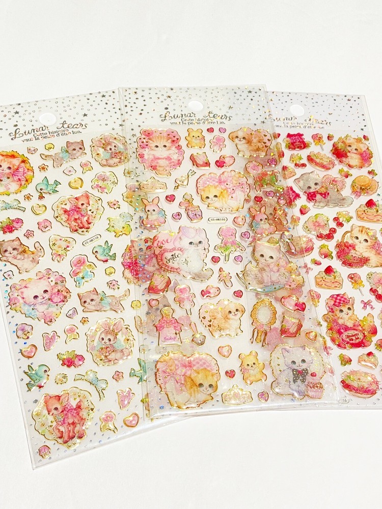 ADORABLE CUTE PUPPY,KITTEN,BAMBI ,Bunny,DOG CAT DEER STICKERS 3 STICKER SET