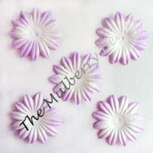 20 1″ Lavender MULBERRY PAPER DAISY FLOWERS for Cards