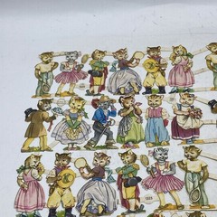 Sweet 1950’s PZB Die Cuts of Darling Cats Dressed in Human Costumes 1
