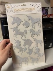 Unicorn Silver Diamond Glitter Stickers No Mess Party Favor Supply New!!!