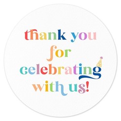 Colorful Thank You Stickers | 2″ Waterproof Labels for Wedding, Baby Shower | 60