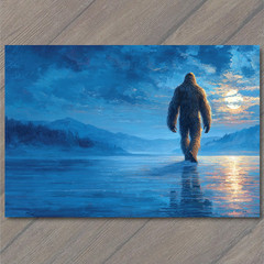 STICKER Bigfoot Lake Sunset Walk Blue Orange Scenic Mythic Solitude