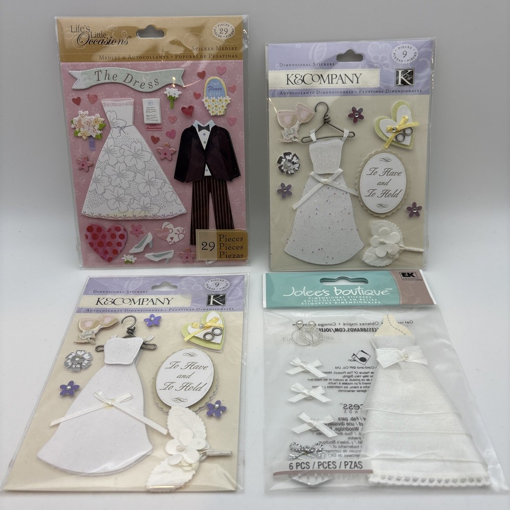 Dimensional Wedding & Love Theme Scrapbooking Stickers – Lot Of 4