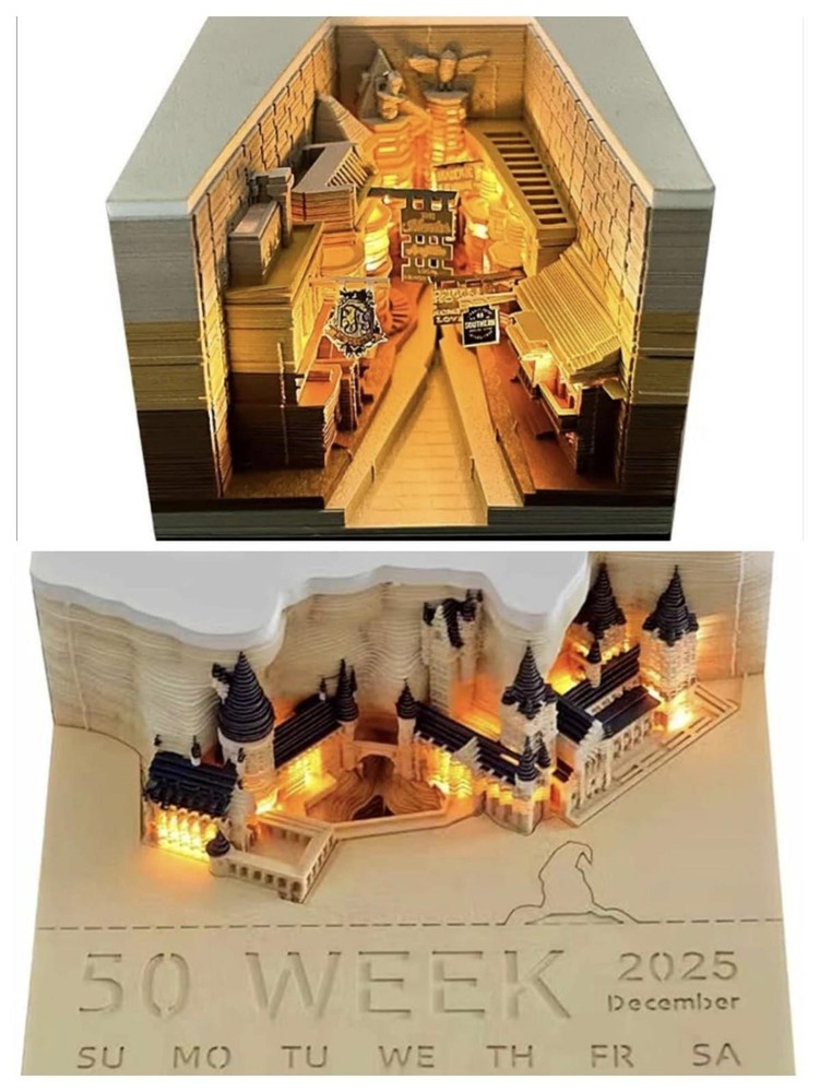 2025 Magical Wizard Castle 3D Calendar Memo Pad/ & 2024 Diagon Alley Folding Art