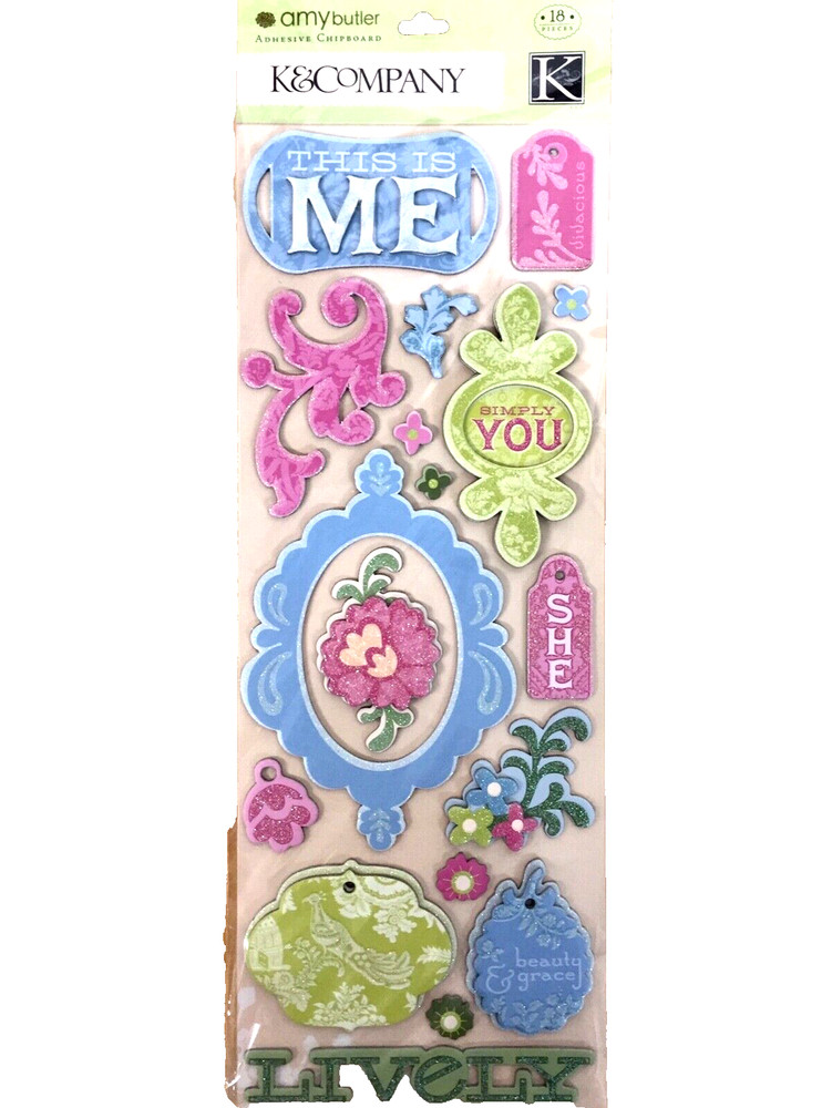 K&COMPANY ADHESIVE GLITTER CHIPBOARD SHAPES ACID & LIGNIN FREE