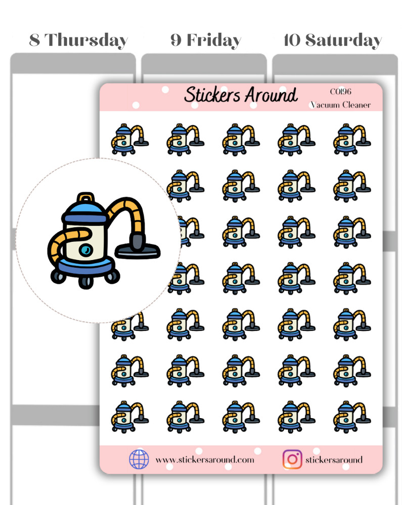 Vacuum Cleaner Icon Planner, Cleaning Chores Sticker, Calendar & Journal Sticker