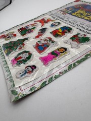 Vintage Christmas Puffy Stickers Holiday 12 Vinyl Stick On Retro 80s NEW