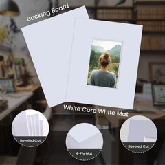 5 PCS Acid Free 8×10 Inch White Picture Mats Board Kit For 4×6 Inch Photos