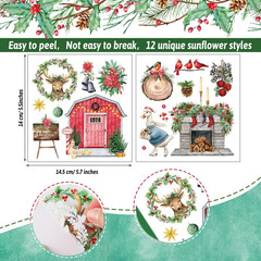 12 Sheets Christmas Rub on Transfers for Crafts and Furniture Christmas
