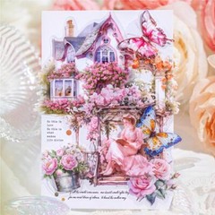 Flowers Garden House PET Stickers Journals Card Diary Scrapbooking DIY Collage