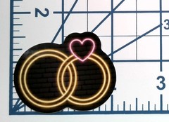Neon Wedding Rings Sticker Heart Love Retro Glow Aesthetic Vinyl Decal 80s Gold