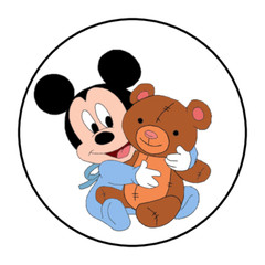 30 BABY MICKEY MOUSE STICKERS ENVELOPE SEALS LABELS 1.5″ ROUND CUSTOM MADE