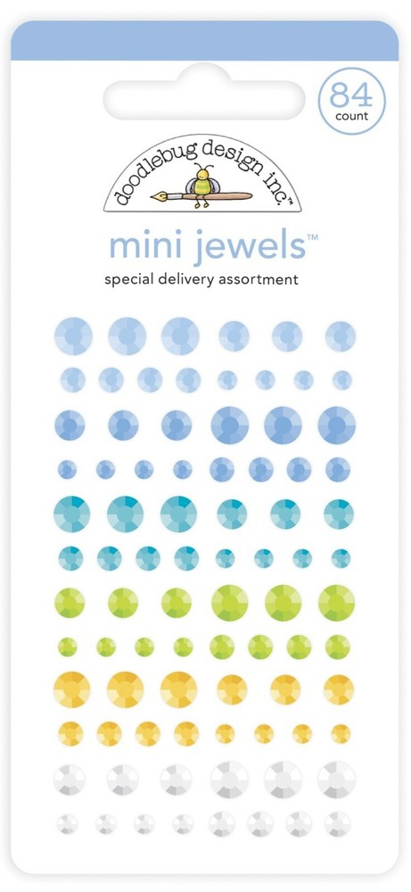 Crafts Doodlebug Mini Jewels Gems Special Delivery Blue Green White Large Small