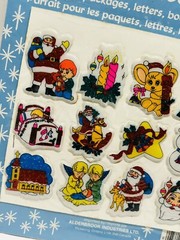 Vintage Alderbrook Christmas Glitter Puffy Stick on Stickers 12 Retro Stickers