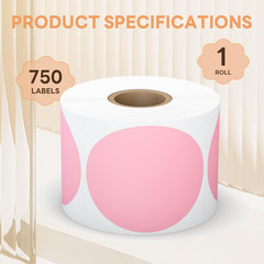 2″ round Color Label Stickers, 750 PCS (1 Roll) Self-Adhesive Circle Stickers in