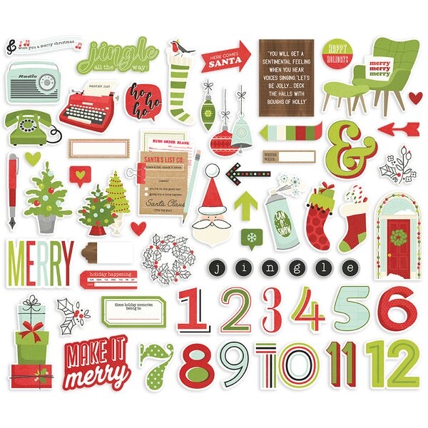 SIMPLE STORIES MAKE IT MERRY BITS & PIECES 61 PIECES