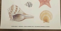 Vintage Current Catalog SEASIDE sticker sheet, Seashell stickers