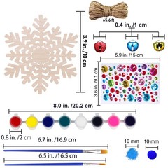 32 Set Christmas Hanging Natural Unfinished Wood Snowflake Cutouts Ornaments …