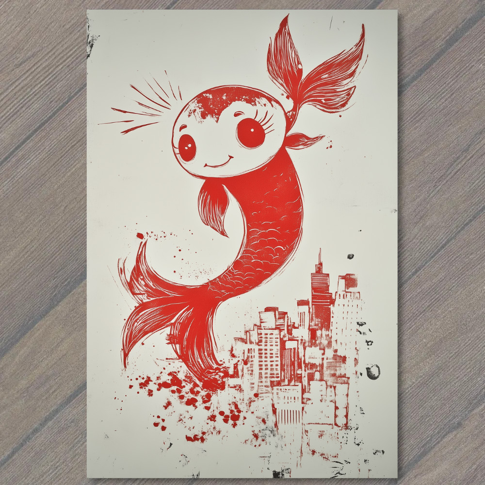 STICKER Whimsical Red Haired Mermaid Above Waves Vintage Inspired Cute Girl