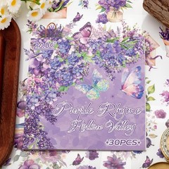 Purple Garden Scene Theme Sticker Scrapbooking Supplies for Junk Journal, 30 …