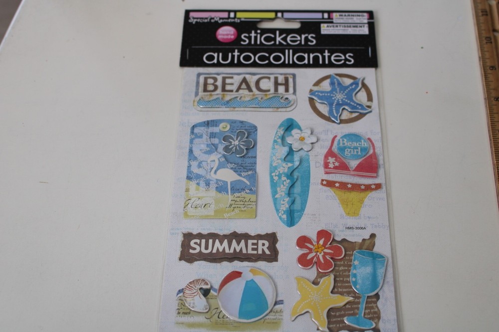 Special Moments 3-D Stickers Beach Summer Surfboard Swim Suit Scrapbooking Craft
