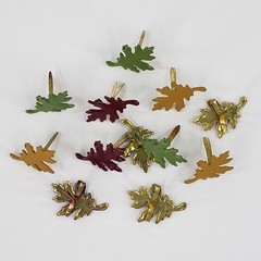Set of 12 Oak Leaf Brads Leaves 3 Autumn Fall Colors Paper Art Handmade Cards